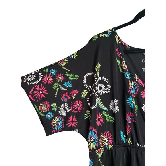 Cacique Women's Empire Waist Floral Soft Slinky Mini Dress Size 14/16 Multicolor - Picture 2 of 6